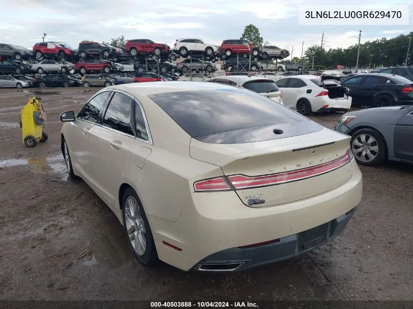 2016 Lincoln Mkz Hybrid VIN: 3LN6L2LU0GR629470 Lot: 40503888