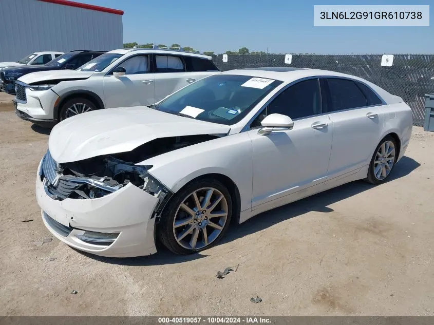 2016 Lincoln Mkz VIN: 3LN6L2G91GR610738 Lot: 40519057