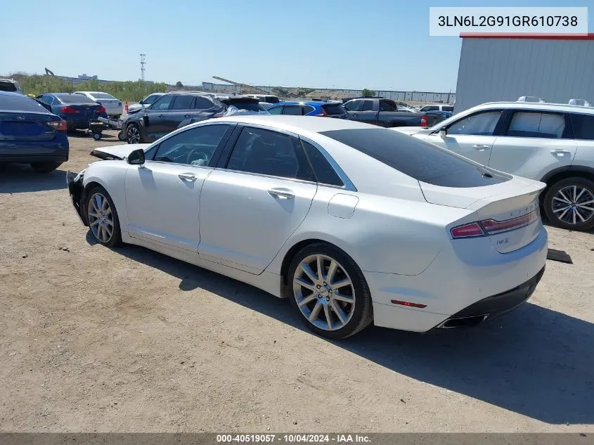 2016 Lincoln Mkz VIN: 3LN6L2G91GR610738 Lot: 40519057