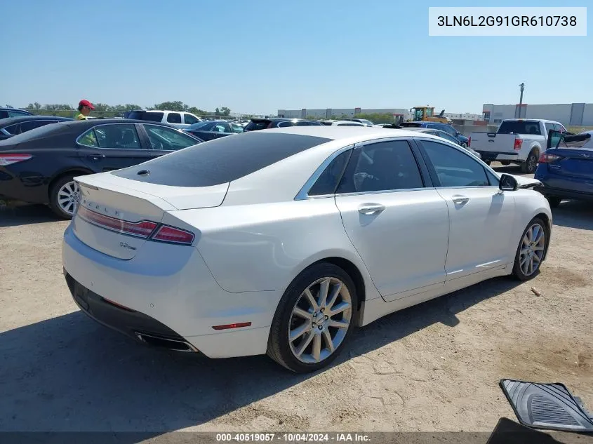 2016 Lincoln Mkz VIN: 3LN6L2G91GR610738 Lot: 40519057