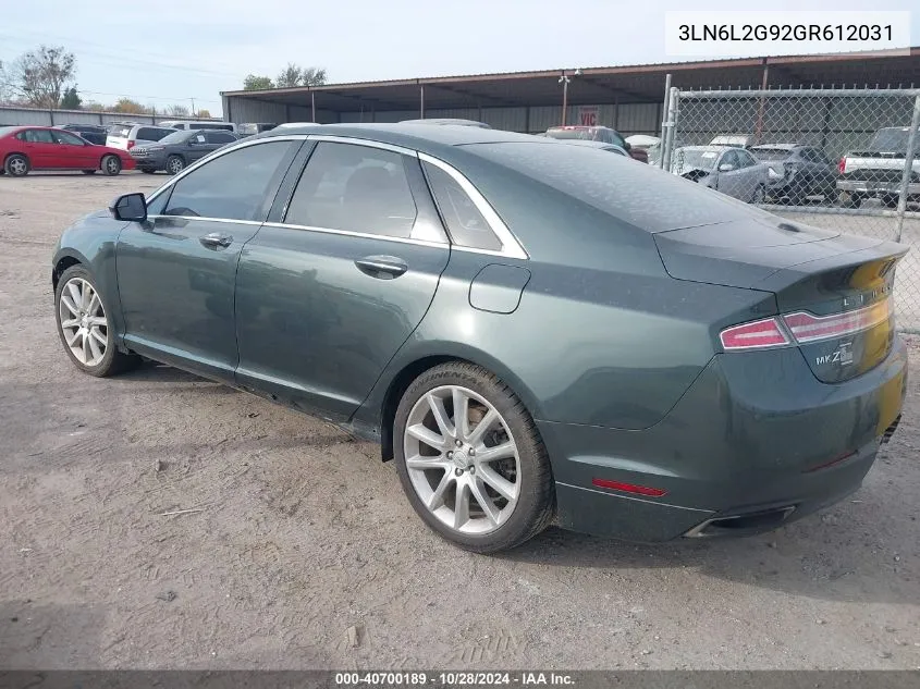 2016 Lincoln Mkz VIN: 3LN6L2G92GR612031 Lot: 40700189