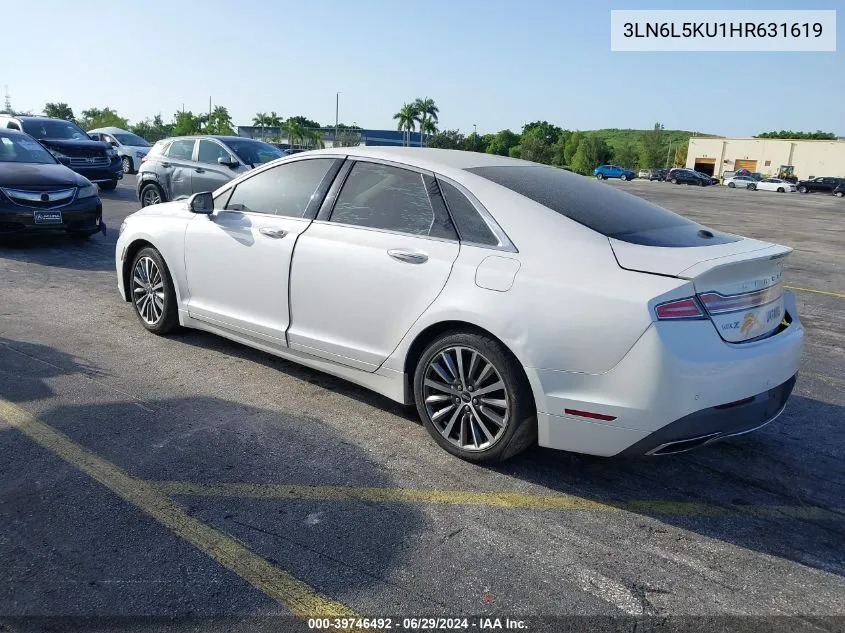 2017 Lincoln Mkz Hybrid Premiere VIN: 3LN6L5KU1HR631619 Lot: 39746492