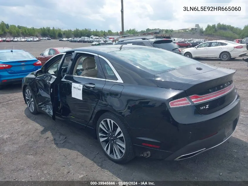 2017 Lincoln Mkz Reserve VIN: 3LN6L5E92HR665060 Lot: 39945666