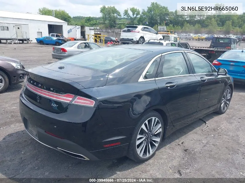 2017 Lincoln Mkz Reserve VIN: 3LN6L5E92HR665060 Lot: 39945666