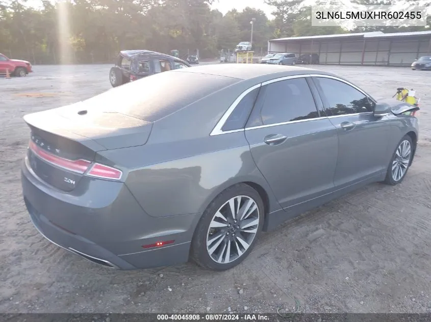 2017 Lincoln Mkz Hybrid Reserve VIN: 3LN6L5MUXHR602455 Lot: 40045908