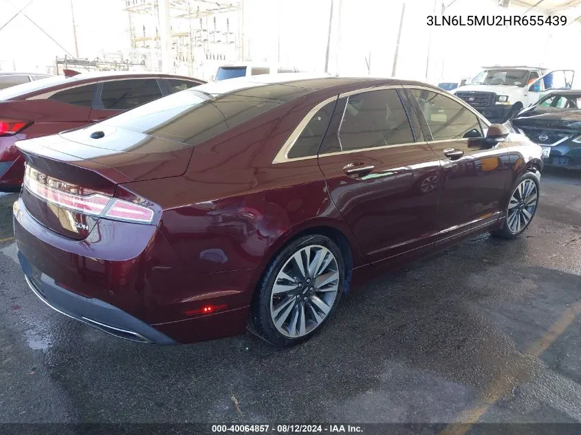 2017 Lincoln Mkz Hybrid Reserve VIN: 3LN6L5MU2HR655439 Lot: 40064857