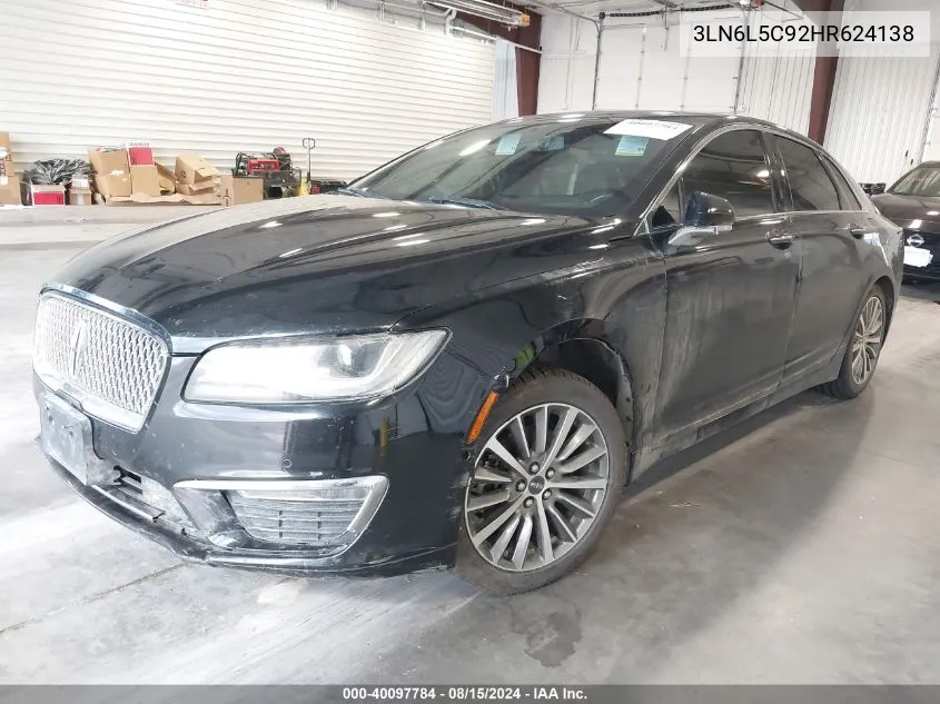 2017 Lincoln Mkz Select VIN: 3LN6L5C92HR624138 Lot: 40097784