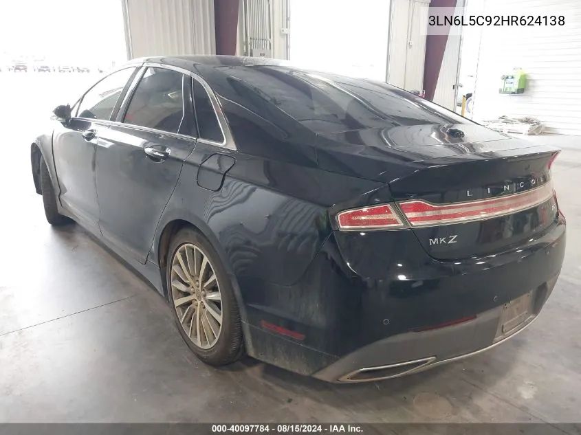 2017 Lincoln Mkz Select VIN: 3LN6L5C92HR624138 Lot: 40097784