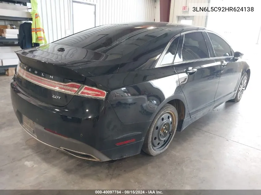 2017 Lincoln Mkz Select VIN: 3LN6L5C92HR624138 Lot: 40097784