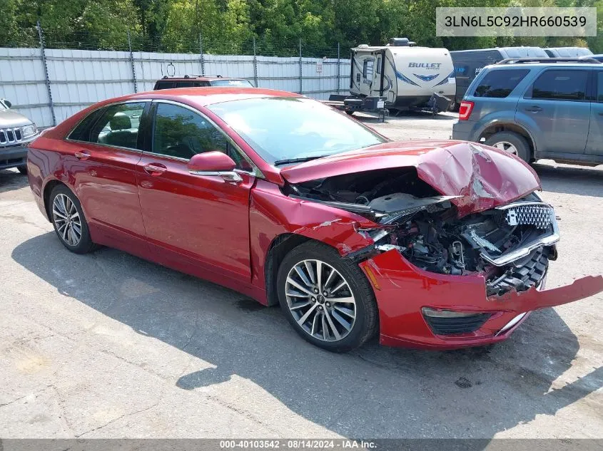 2017 Lincoln Mkz Select VIN: 3LN6L5C92HR660539 Lot: 40103542