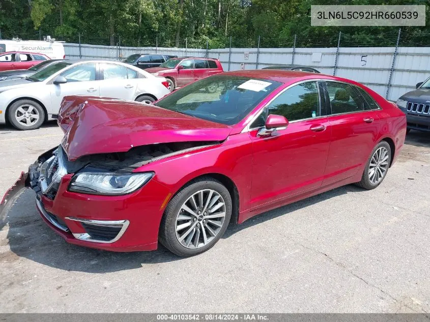 2017 Lincoln Mkz Select VIN: 3LN6L5C92HR660539 Lot: 40103542