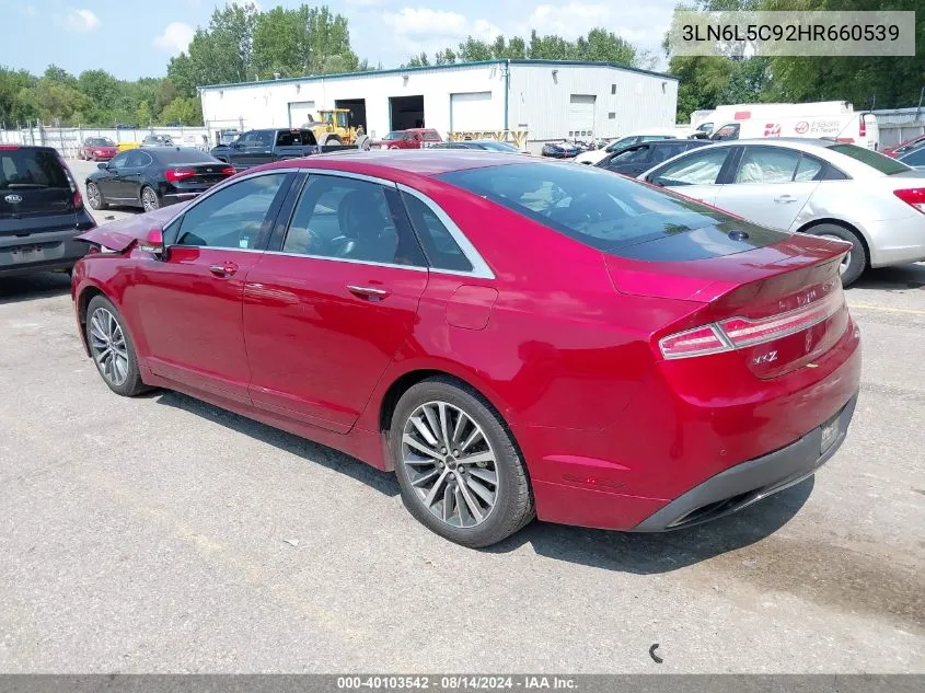 2017 Lincoln Mkz Select VIN: 3LN6L5C92HR660539 Lot: 40103542