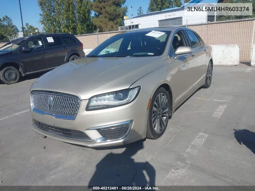 2017 Lincoln Mkz Hybrid Reserve VIN: 3LN6L5MU4HR603374 Lot: 40213481