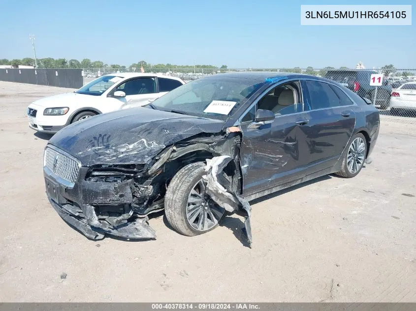 2017 Lincoln Mkz Hybrid Reserve VIN: 3LN6L5MU1HR654105 Lot: 40378314