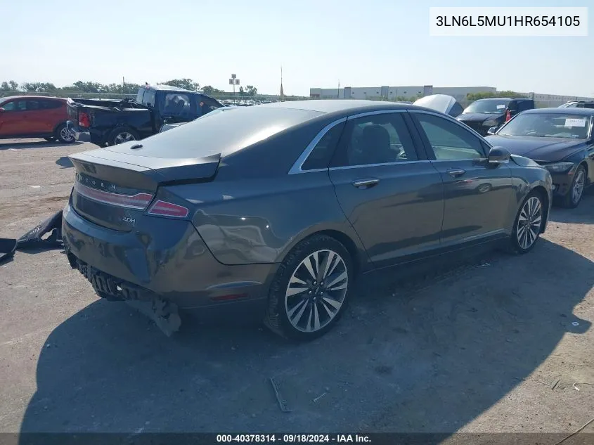 2017 Lincoln Mkz Hybrid Reserve VIN: 3LN6L5MU1HR654105 Lot: 40378314