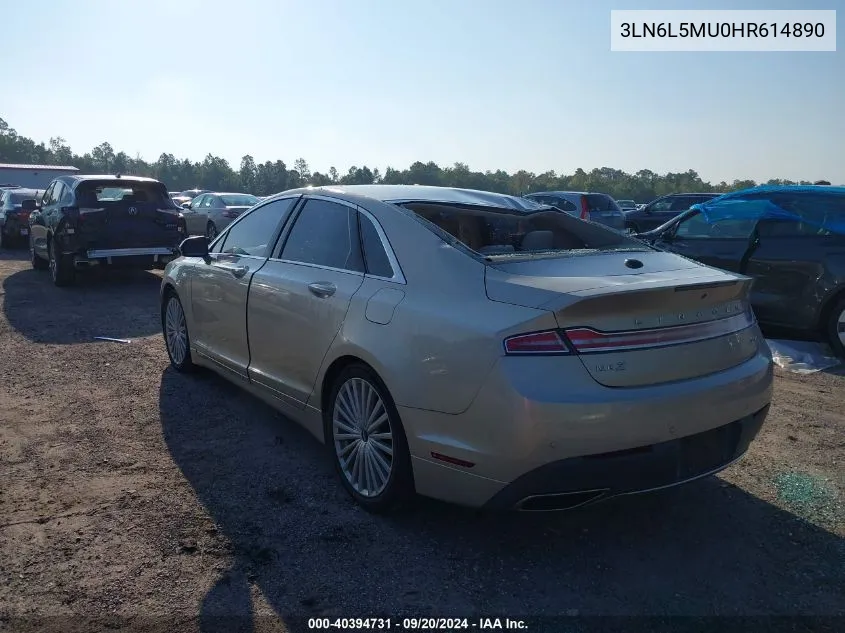 2017 Lincoln Mkz Hybrid Reserve VIN: 3LN6L5MU0HR614890 Lot: 40394731