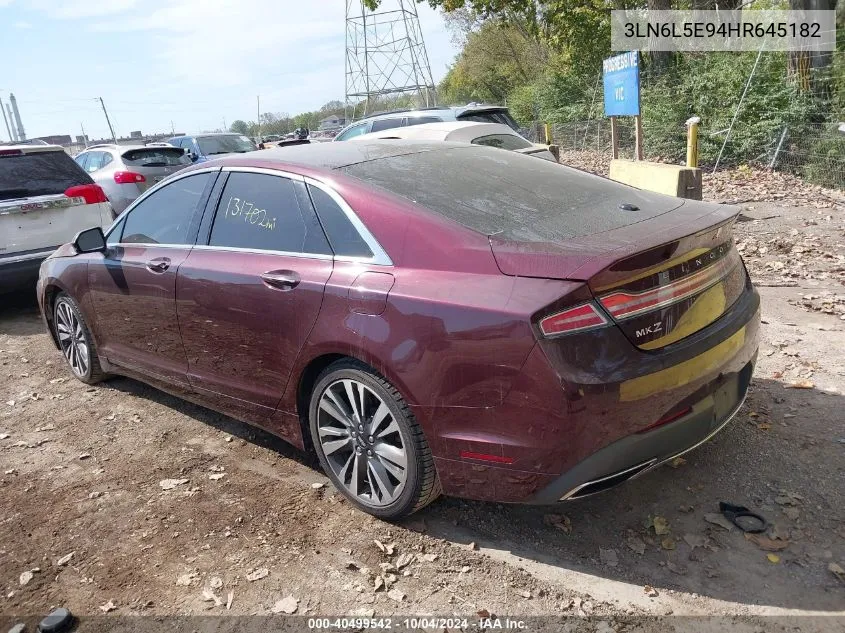 2017 Lincoln Mkz Reserve VIN: 3LN6L5E94HR645182 Lot: 40499542