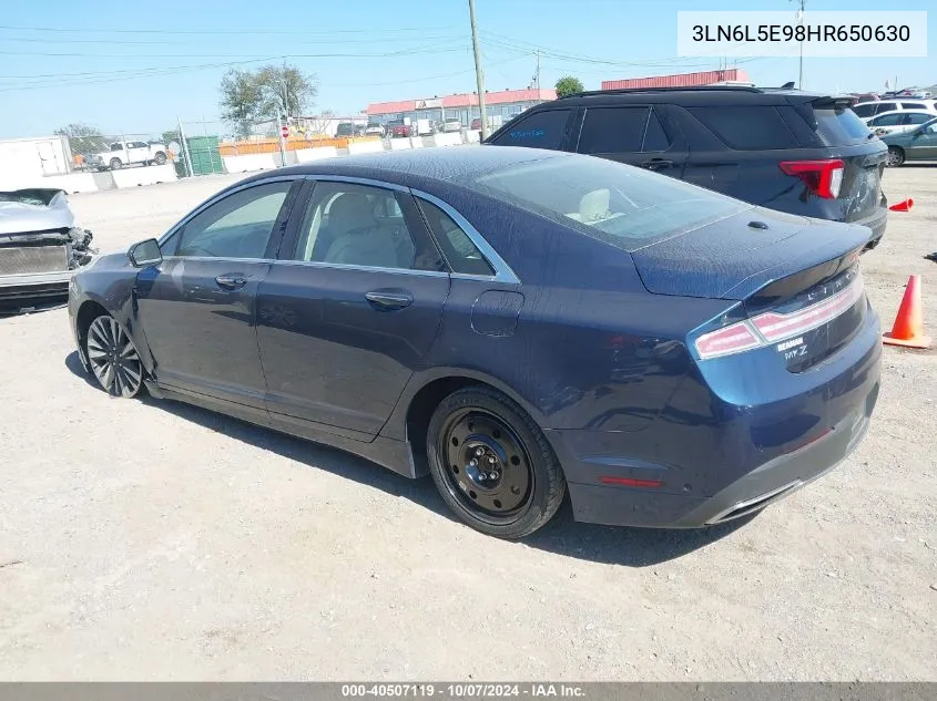 2017 Lincoln Mkz Reserve VIN: 3LN6L5E98HR650630 Lot: 40507119