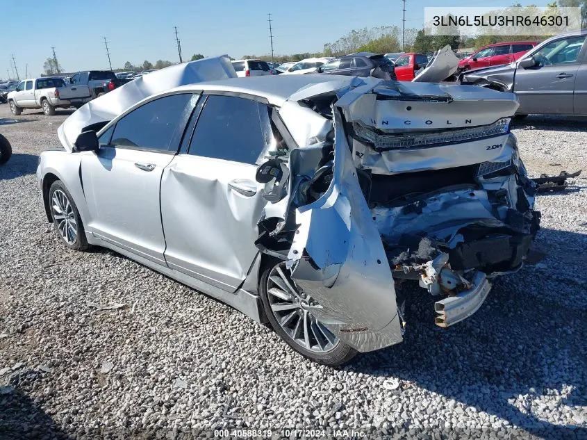 2017 Lincoln Mkz Hybrid Select VIN: 3LN6L5LU3HR646301 Lot: 40588319