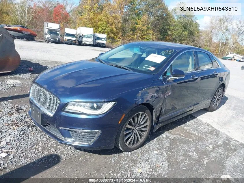 2017 Lincoln Mkz Premiere VIN: 3LN6L5A9XHR643510 Lot: 40609773