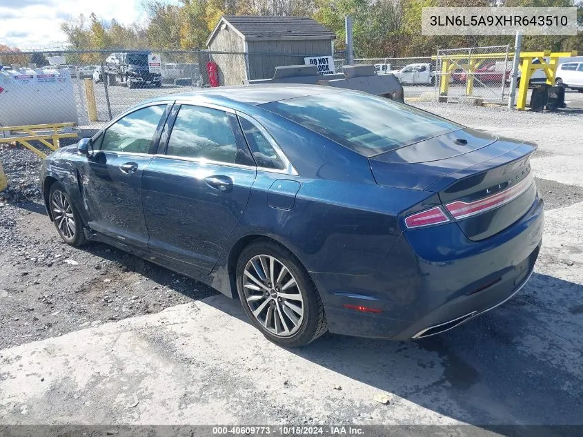 2017 Lincoln Mkz Premiere VIN: 3LN6L5A9XHR643510 Lot: 40609773