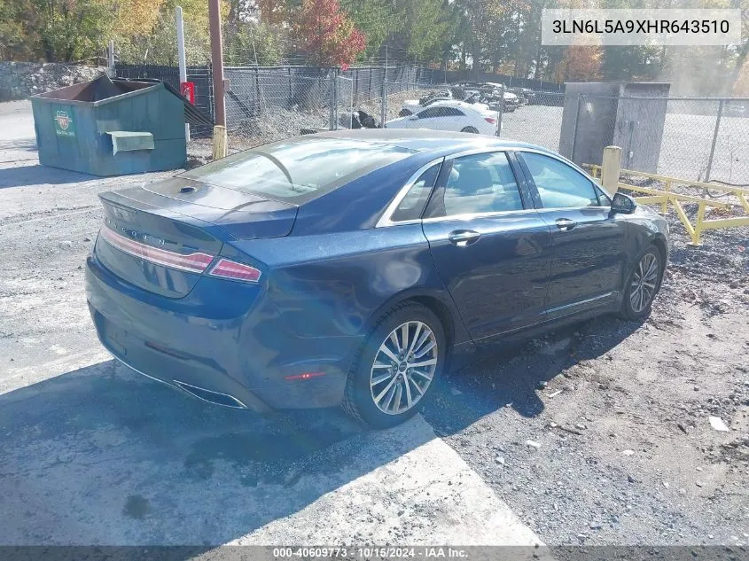 2017 Lincoln Mkz Premiere VIN: 3LN6L5A9XHR643510 Lot: 40609773