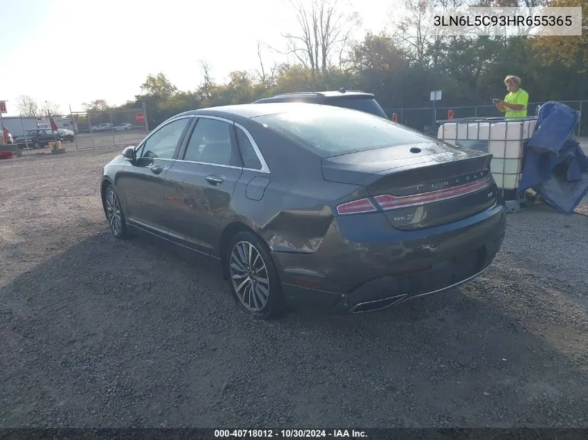 2017 Lincoln Mkz Select VIN: 3LN6L5C93HR655365 Lot: 40718012