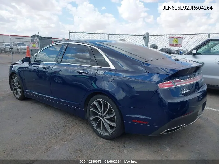 2018 Lincoln Mkz Reserve VIN: 3LN6L5E92JR604264 Lot: 40290078