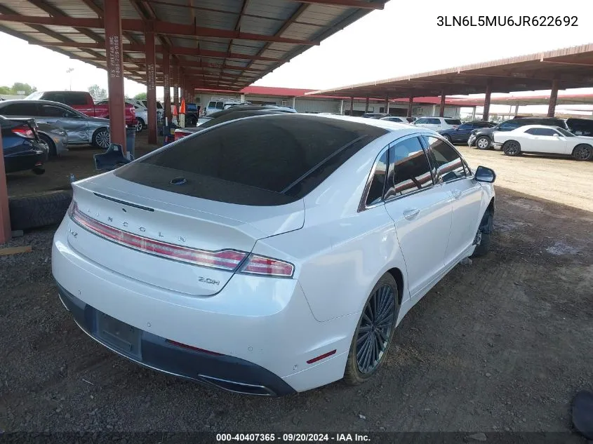 2018 Lincoln Mkz Hybrid Reserve VIN: 3LN6L5MU6JR622692 Lot: 40407365