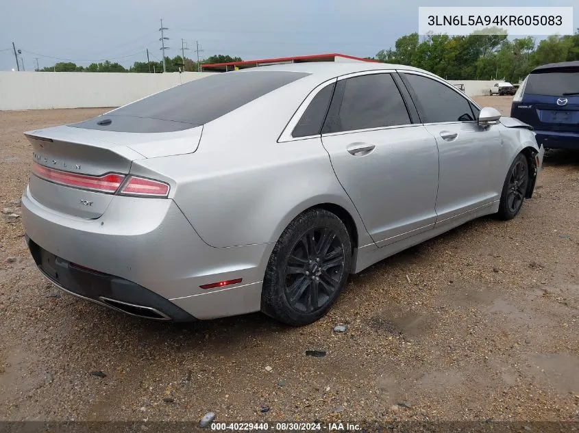 2019 Lincoln Mkz Standard VIN: 3LN6L5A94KR605083 Lot: 40229440