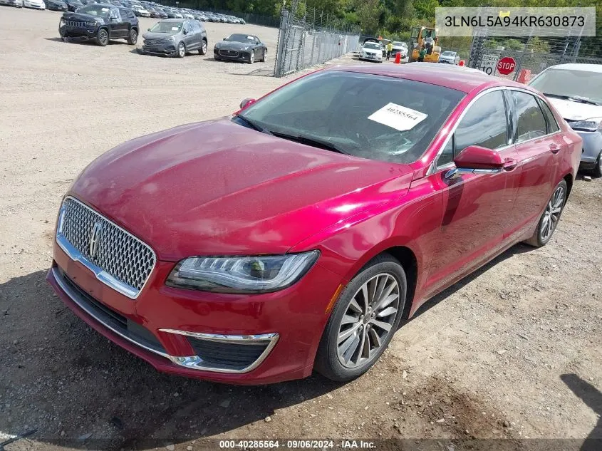 2019 Lincoln Mkz Standard VIN: 3LN6L5A94KR630873 Lot: 40285564