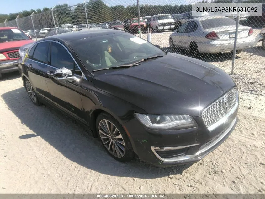 2019 Lincoln Mkz VIN: 3LN6L5A93KR631092 Lot: 40528798