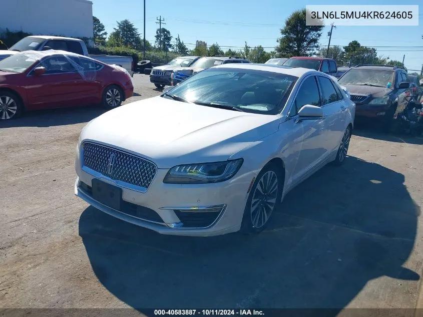 2019 Lincoln Mkz Hybrid Reserve Ii VIN: 3LN6L5MU4KR624605 Lot: 40583887