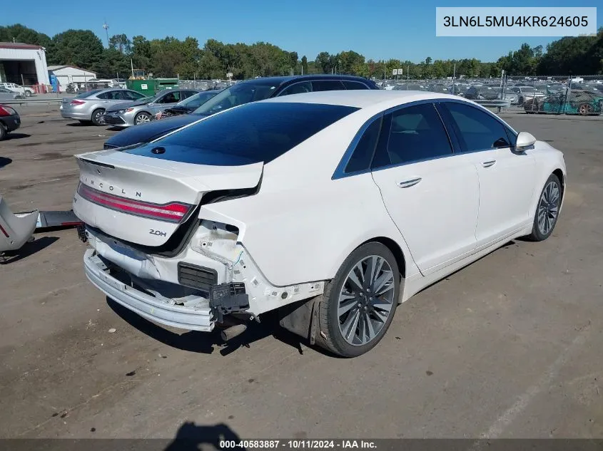 2019 Lincoln Mkz Hybrid Reserve Ii VIN: 3LN6L5MU4KR624605 Lot: 40583887