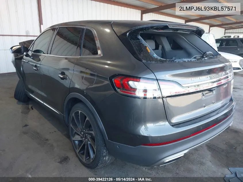 2019 Lincoln Nautilus Reserve VIN: 2LMPJ6L93KBL57571 Lot: 39422126