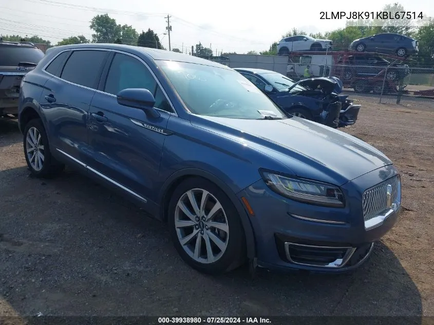 2019 Lincoln Nautilus Select VIN: 2LMPJ8K91KBL67514 Lot: 39938980