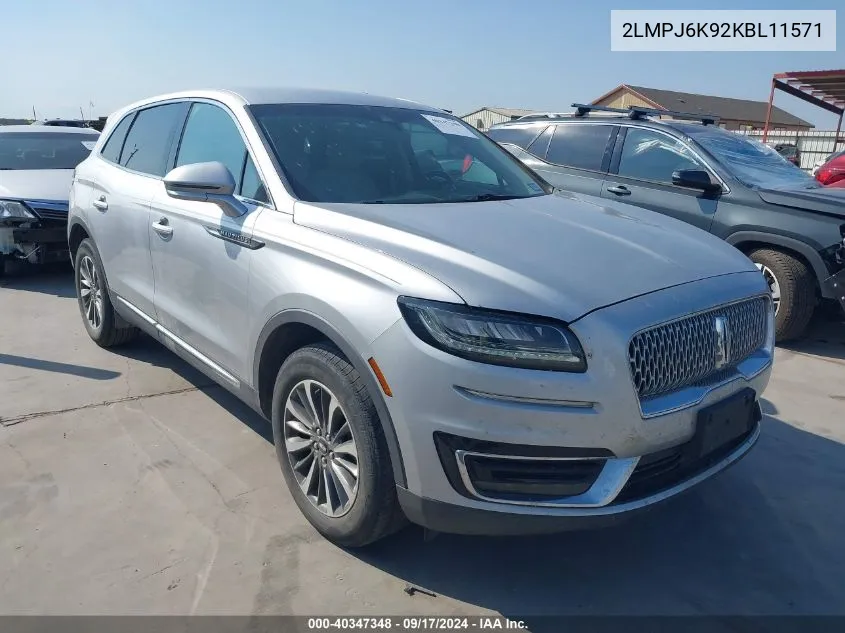 2LMPJ6K92KBL11571 2019 Lincoln Nautilus Select