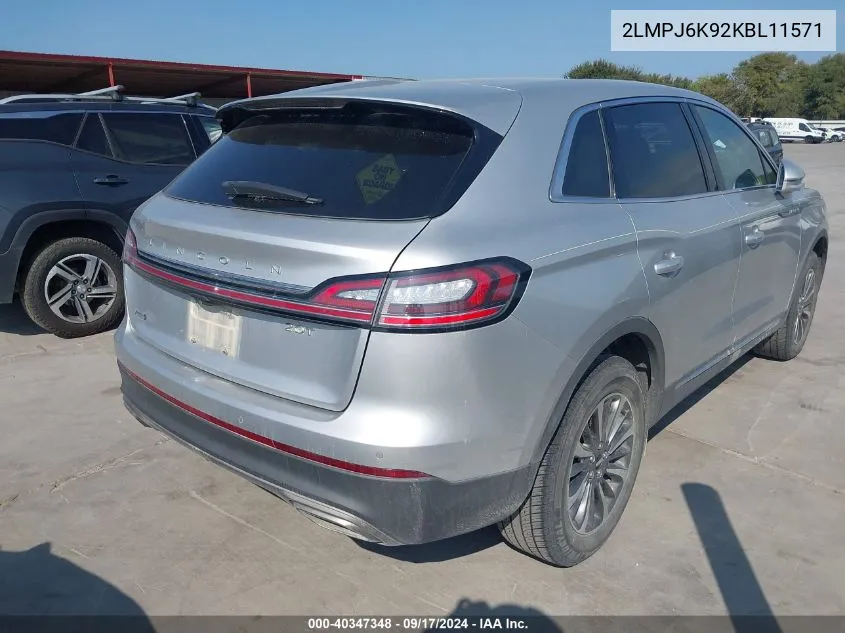 2LMPJ6K92KBL11571 2019 Lincoln Nautilus Select