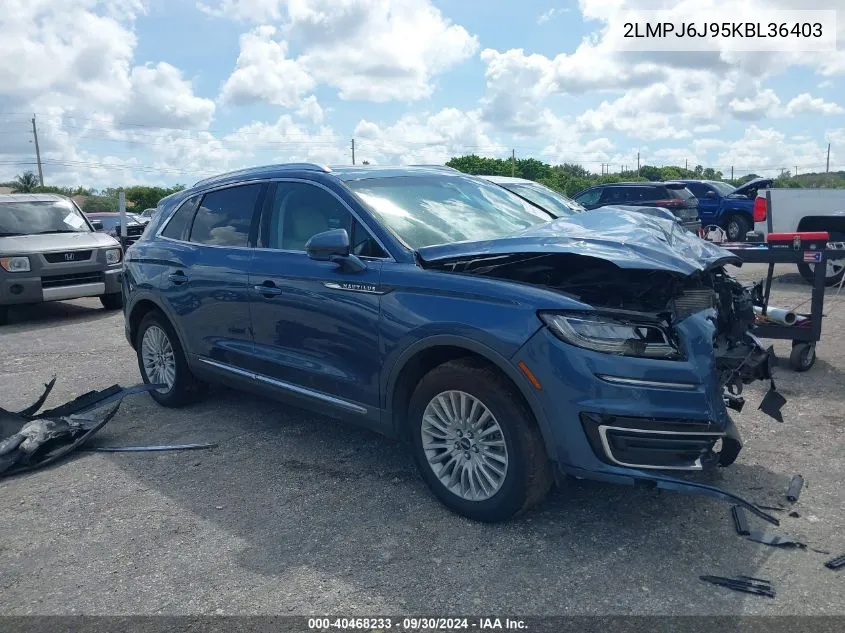 2019 Lincoln Nautilus VIN: 2LMPJ6J95KBL36403 Lot: 40468233