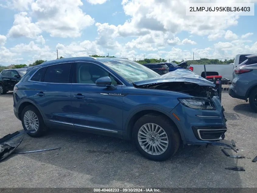 2019 Lincoln Nautilus VIN: 2LMPJ6J95KBL36403 Lot: 40468233