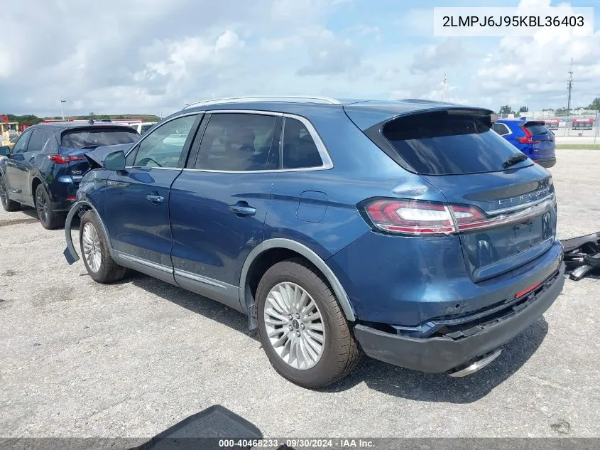 2019 Lincoln Nautilus VIN: 2LMPJ6J95KBL36403 Lot: 40468233