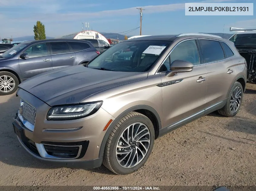 2019 Lincoln Nautilus Reserve VIN: 2LMPJ8LP0KBL21931 Lot: 40553956