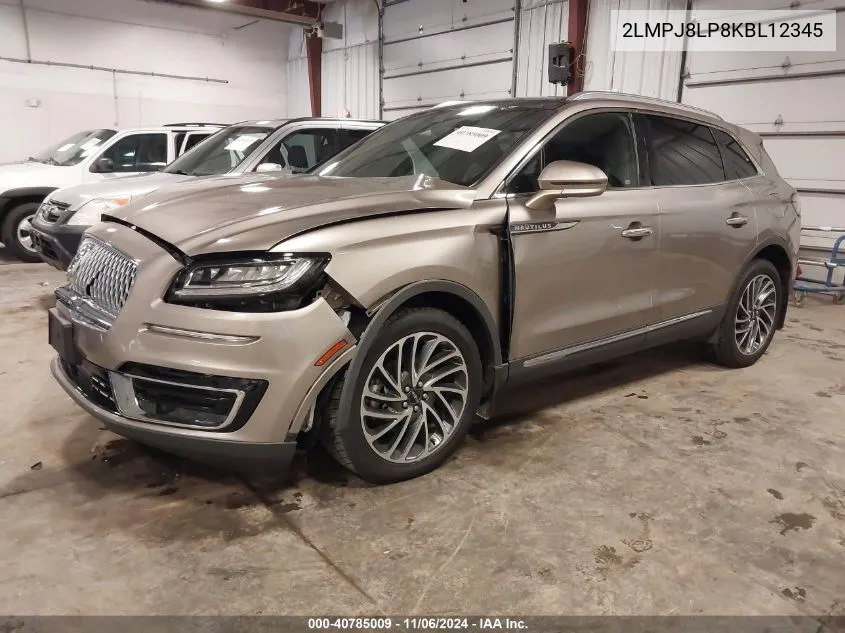 2019 Lincoln Nautilus Reserve VIN: 2LMPJ8LP8KBL12345 Lot: 40785009