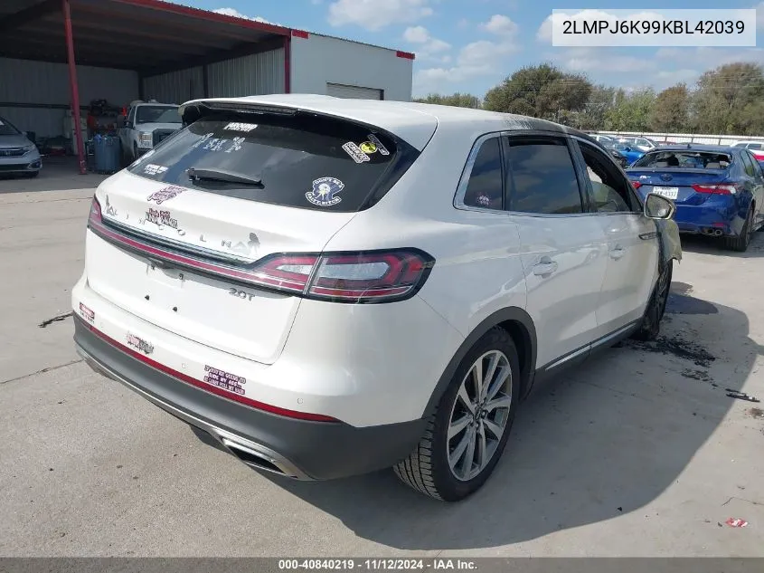 2019 Lincoln Nautilus Select VIN: 2LMPJ6K99KBL42039 Lot: 40840219