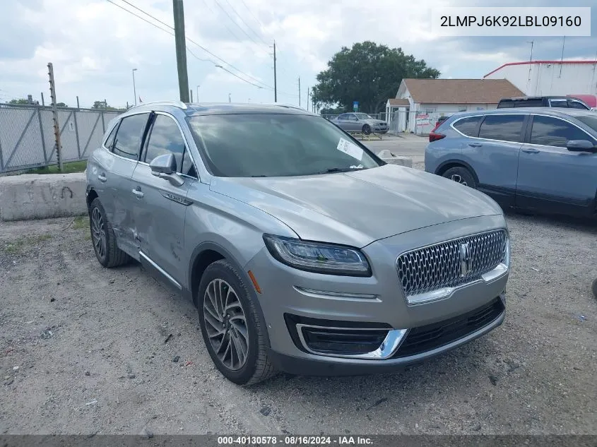 2020 Lincoln Nautilus Reserve VIN: 2LMPJ6K92LBL09160 Lot: 40130578