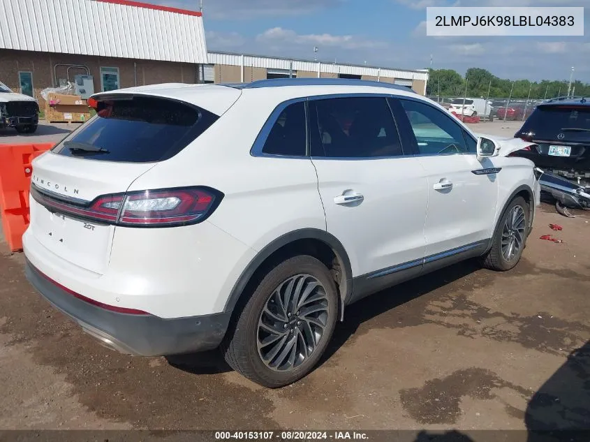 2020 Lincoln Nautilus Reserve VIN: 2LMPJ6K98LBL04383 Lot: 40153107