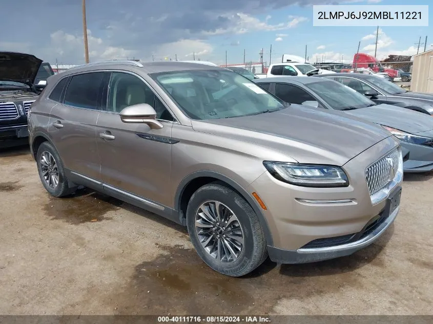 2021 Lincoln Nautilus Standard VIN: 2LMPJ6J92MBL11221 Lot: 40111716