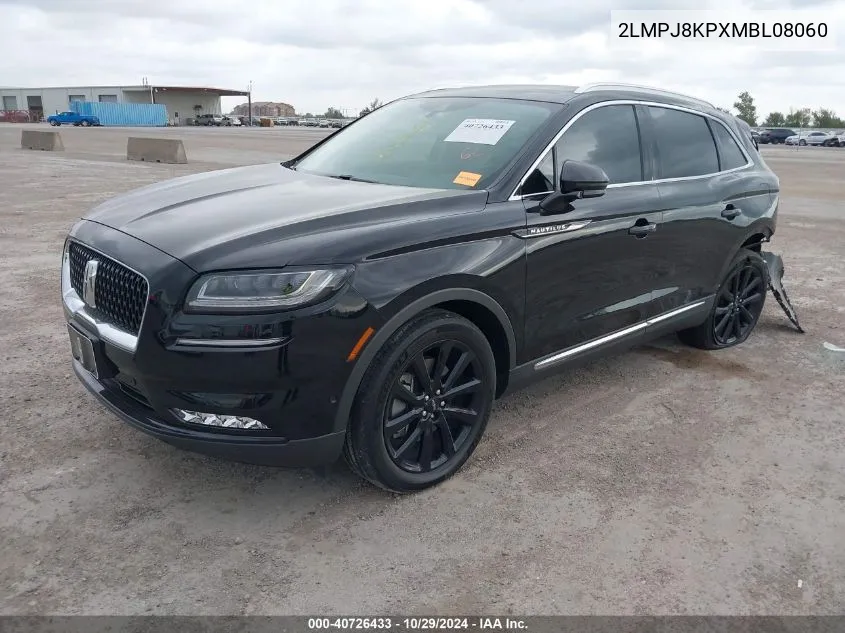 2021 Lincoln Nautilus Reserve VIN: 2LMPJ8KPXMBL08060 Lot: 40726433