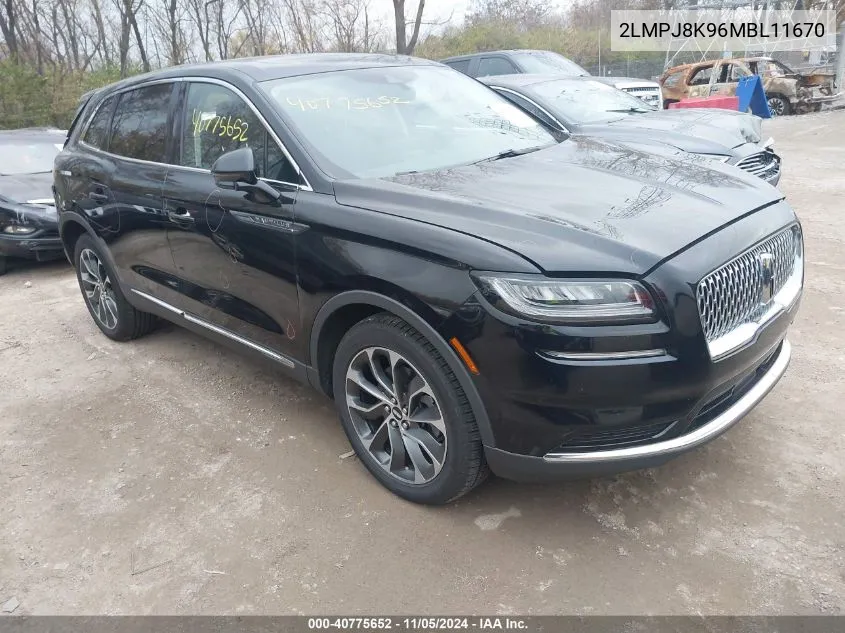 2021 Lincoln Nautilus Reserve VIN: 2LMPJ8K96MBL11670 Lot: 40775652