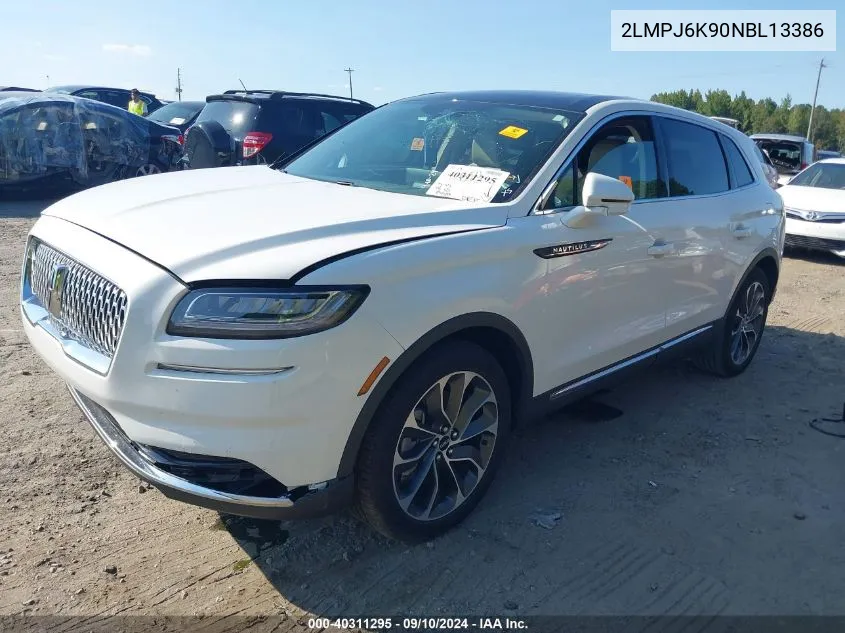 2022 Lincoln Nautilus Reserve VIN: 2LMPJ6K90NBL13386 Lot: 40311295